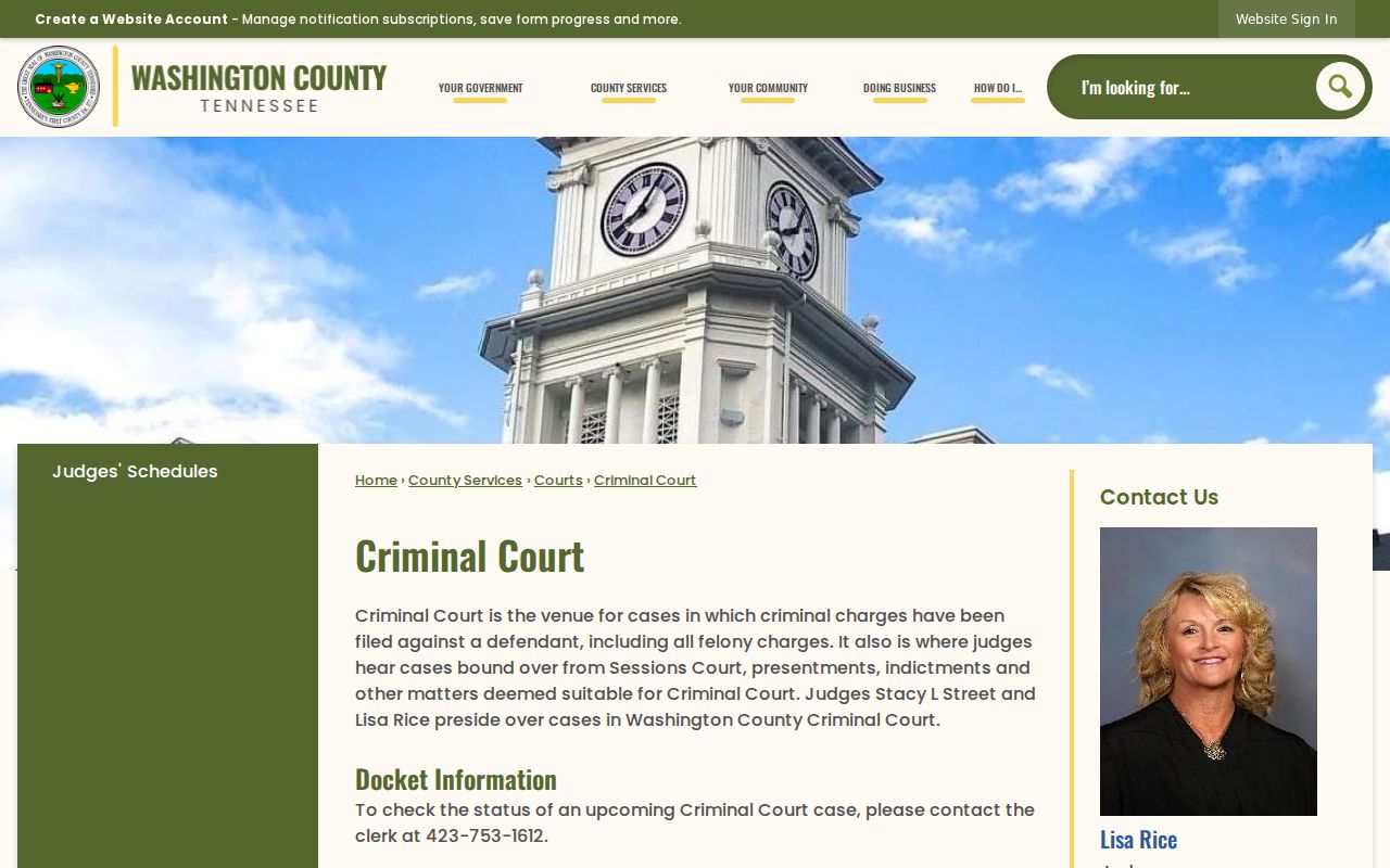 Washington County criminal court records office information