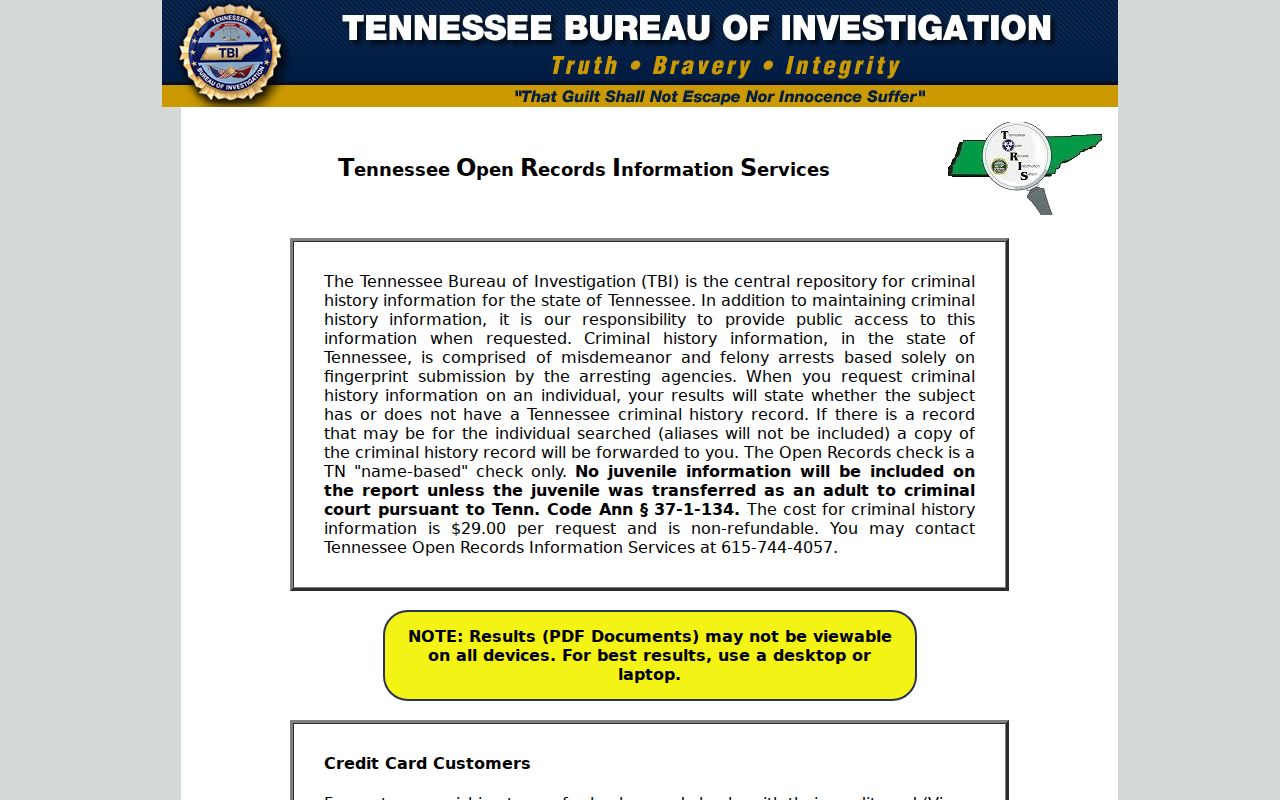 Washington County criminal history access through Tennessee TORIS