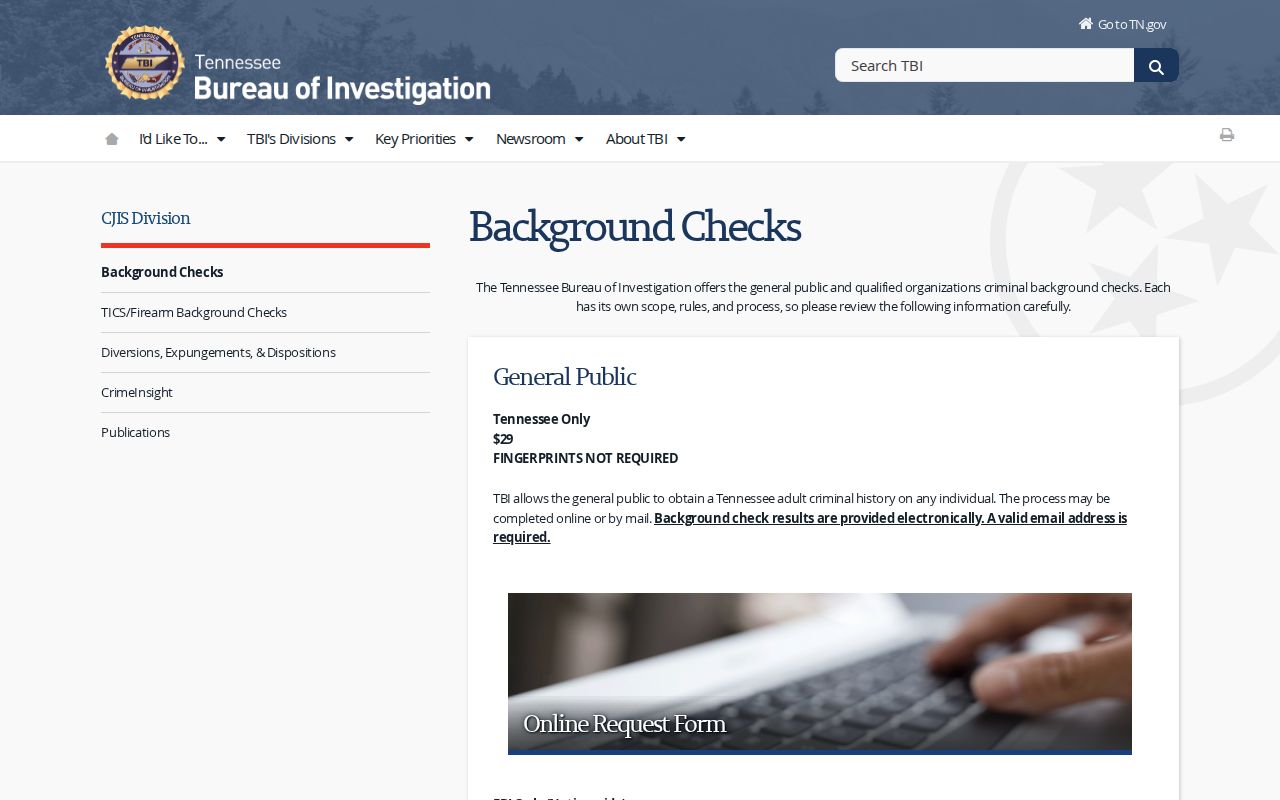 Washington County sex offender search compared with TBI criminal history services