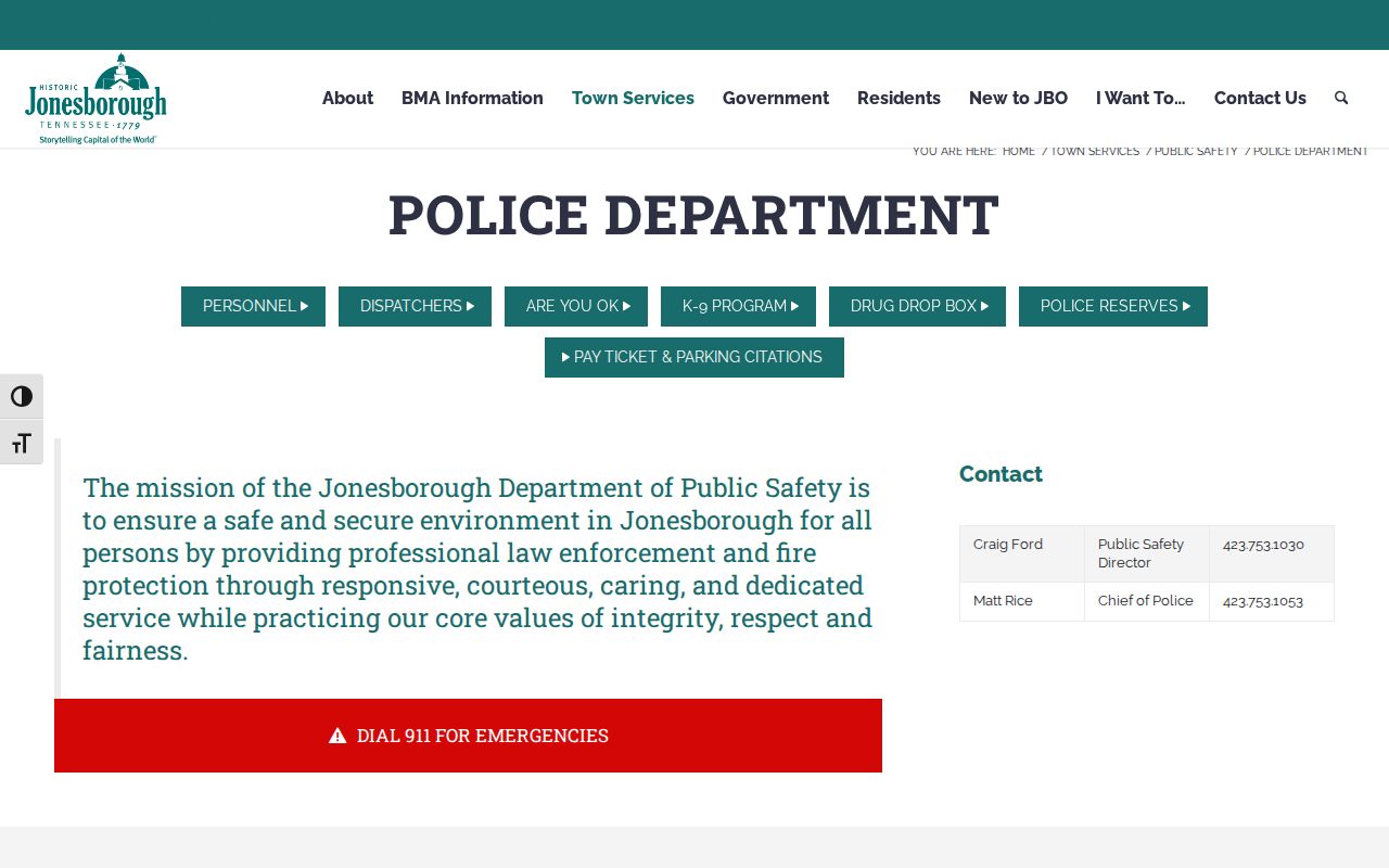 Jonesborough criminal records and police report information